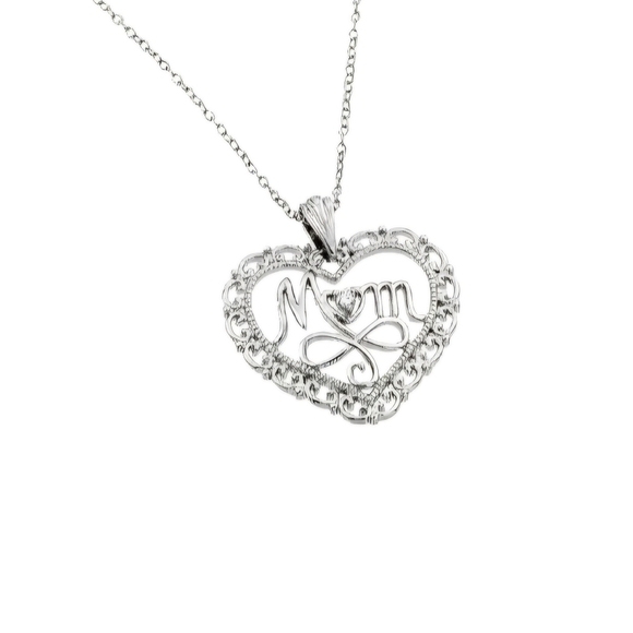 ♥️ MOM STERLING SILVER NECKLACE - Picture 1 of 4